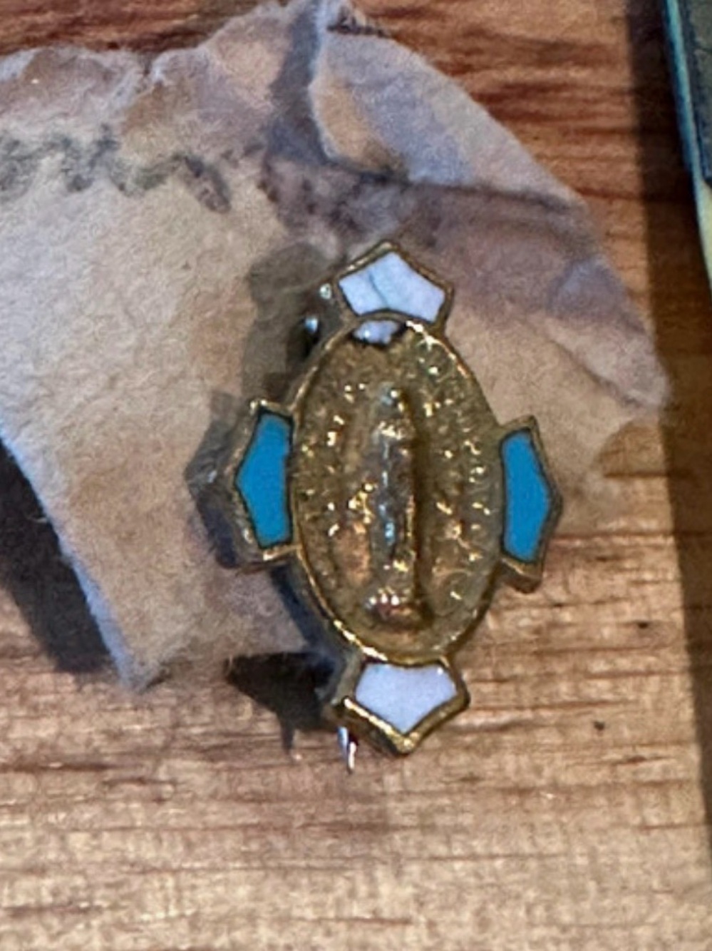 Vintage mother Mary lapel pin